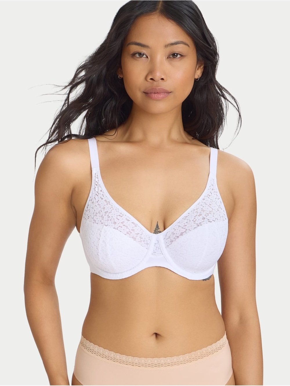 Chantelle Norah Seamless Comfort Bra 13F1 White Stretch Lace 36C NWOT Coverage
